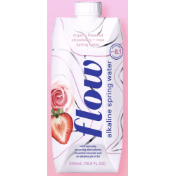 1 Case - 12 Pack, FLOW - Strawberry Rose water, 500ML