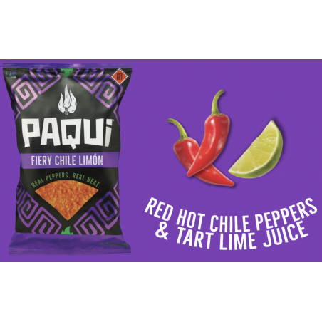 1 Case - 12 Pack, PAQUI - Tortilla Chips, Fiery Chili Limon, 155G