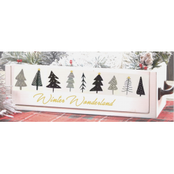 1 Case - 2pcs, Christmas themed vintage white wood container with metal handles 16"X6"X4"H