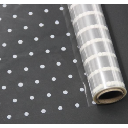 1 Roll - WHITE DOTS Printed Cellophane roll 40"x100'