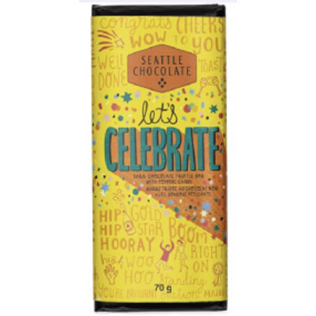 1 Case - 12 Pack, SEATTLE CHOCOLATE - Let's Celebrate Truffle Bar, 70G