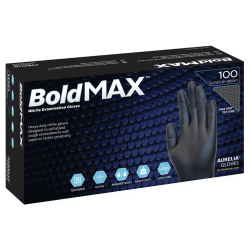 1 Case - 10 Boxes, Aurelia® BoldMAX™ Nitrile Gloves - Black 6mil 100/BX