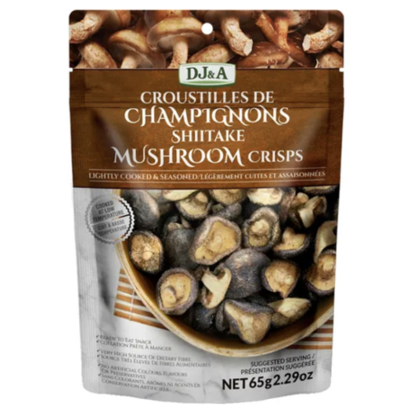 1 Case, 9 Pack - DJ&A SHIITAKE MUSHROOM CRISPS 65G