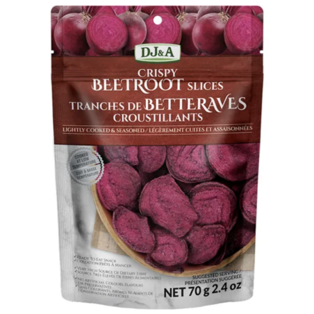 1 Case, 9 Pack - DJ&A CRISPY BEETROOT SLICES 70G