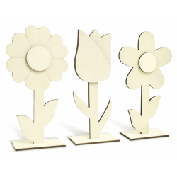 1 Case, 36 Pack - Wood Craft: 18cm DIY 3D Flower w/Base Asst 12eax3stl