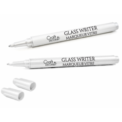 1 Case - 12 Pack - Craft Decor: Glass Writers x2 1.2Mm Fine Point Metallic - White/White