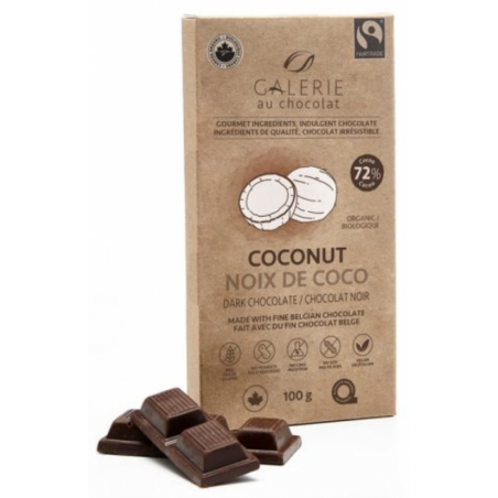 1 Case - 12 Pack, GALERIE AU CHOCOLAT - Dark Chocolate Coconut Bar,  100G
