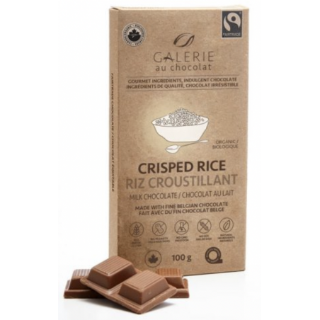 1 Case - 8 Pack, GALERIE AU CHOCOLAT - Milk Chocolate Crisped Rice Bar,100G