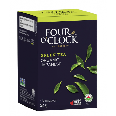 1 Case - 6 Pack, Four O'Clock - Organic Fairtrade Tea Bag - Japanese Organic Green Tea,16X24G