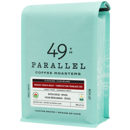 1 Case - 6pack, 340G - 49TH PARALLEL, WHOLE BEAN COFFEE - Organic French Roast