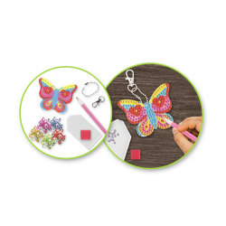 1 Case - 12 Pack - Krafty Kids Kit: Diamond Painting DIY Keychain Kit - Butterfly