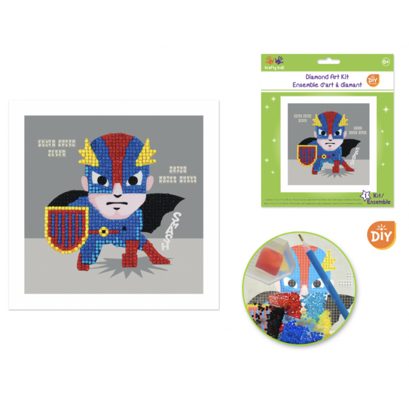 1 Case - 12 Pack - Krafty Kids Kit: DIY Diamond Art Kit - Superhero