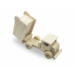 1 Case - 6 Pack, Wood Craft: 6.7" DIY Solid Wood Vehicle w/Moving Wheels - Dump Truck