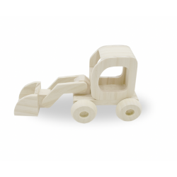 1 Case - 6 Pack, Wood Craft: 6.7" DIY Solid Wood Vehicle w/Moving Wheels - Bull Dozer