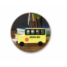 1 Case - 4 Pack, Wood Craft: 8" DIY Solid Wood Vehicle Desk Organizer w/Wheels - School Bus