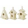 1 Case - 36 Pack, Wood Craft: 4" Birdhouses w/Jute Cord Asst 12eax3styles