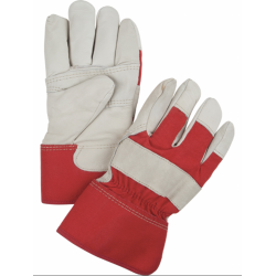 1 Case - 12 Pack, Red & White Winter-Lined Fitters Gloves, Large, Grain Cowhide Palm, Boa Inner Lining