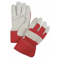 Red & White Winter-Lined Fitters Gloves, Large, Grain Cowhide Palm, Boa Inner Lining
