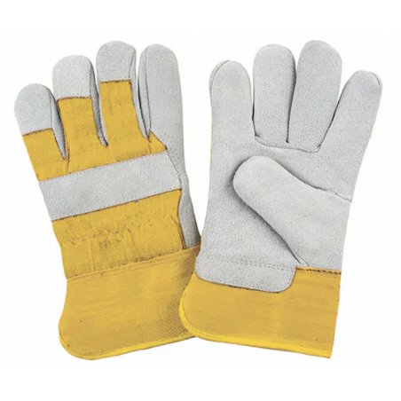 1 Case - 12 Pack, Premium Winter-Lined Fitters Gloves, "LARGE", Split Cowhide Palm, Foam Fleece Inner Lining