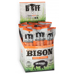 1 Case - 30pack, 50G, BUFF, BISON SNACK STICKS - Bison Snack Stick - Cold Smoked & Fermented TWIN PACK