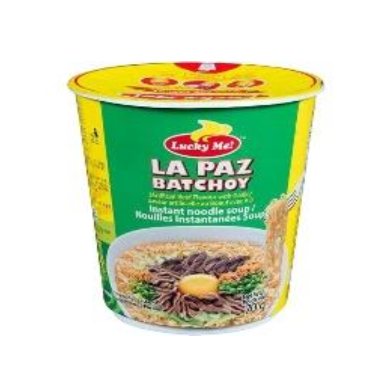 1 Case - 24 Pack, LUCKY ME LA PAZ BATCHOY (ARTIFICIAL BEEF WITH GARLIC), 70G