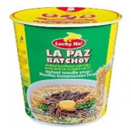 1 Case - 24 Pack, LUCKY ME LA PAZ BATCHOY (ARTIFICIAL BEEF WITH GARLIC), 70G