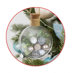 1 Case - 12 Pack, Seasonal Décor: 8cm Clear Ornament Glass Ball w/Cork Lid+Jute Hanger