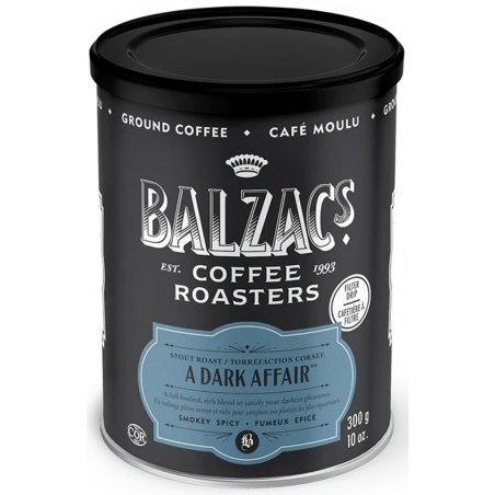1 Case - 12pack, 300G, Balzac's - Ground Coffee (Tin) - A Dark Affair