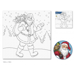 1 Case - 8 Pack, Holiday Canvas: 12"x12" Stretch Artist Printed Back-Stapled - Jolly Old Santa