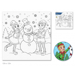 1 Case - 8 Pack, Holiday Canvas: 12"x12" Stretch Artist Printed Back-Stapled - Holiday Pals