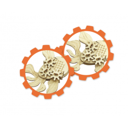 1 Case - 12 Pack, Krafty Kids Kit: 3D Mini Mechanical Gear Wood Puzzle - Goldfish