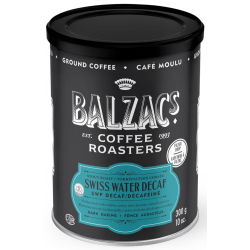 1 Case - 12pack, 300G, Balzac's - Ground Coffee (Tin) - Swiss Water Decaf Blend