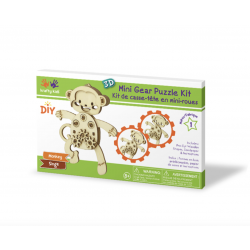 1 Case - 12 Pack, Krafty Kids Kit: 3D Mini Mechanical Gear Wood Puzzle - Monkey