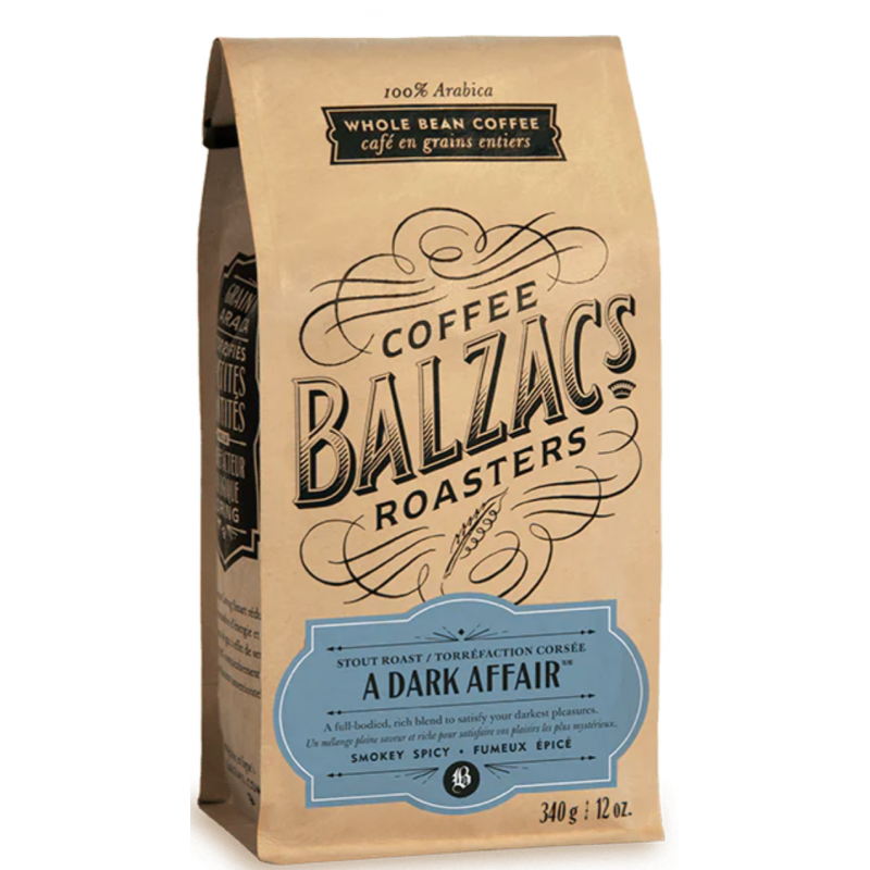 1 Case - 6pack, 340G, Balzac's - Whole Bean Coffee - A Dark Affair
