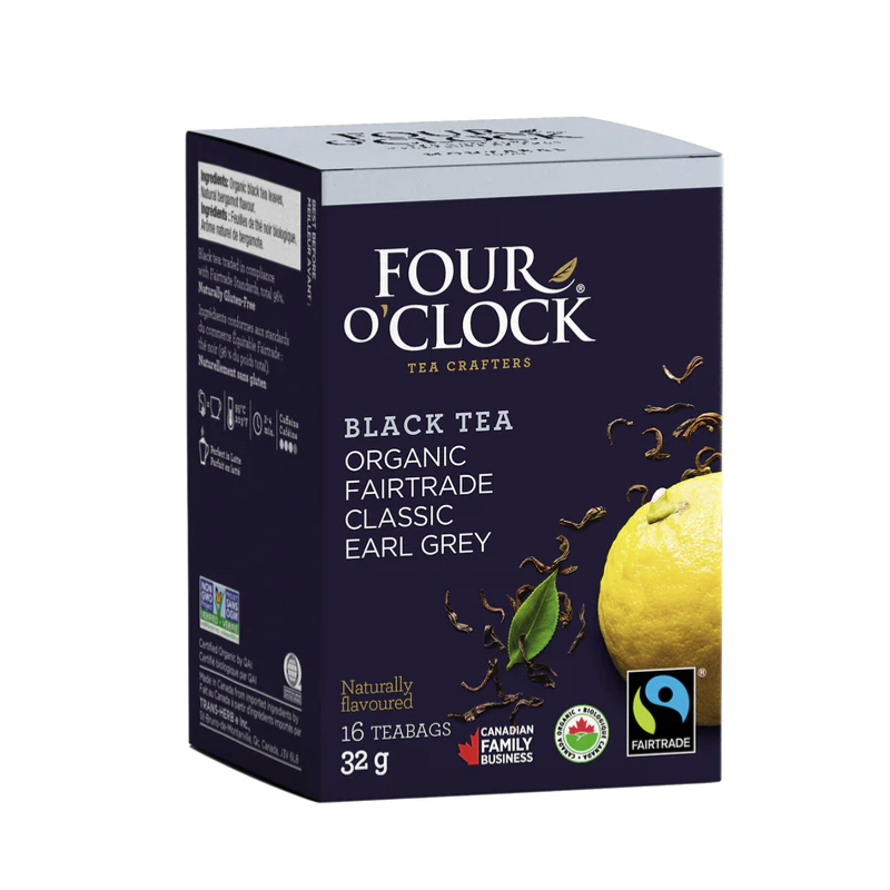1 Case - 6 Pack, Four O'Clock - Classic Earl Grey Organic Fairtrade Black Tea,16X32G