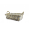 1 Case - 5 Pack, Basket Tray: 15"x11"x3.9" Lrg Willow Bleached w/Handles
