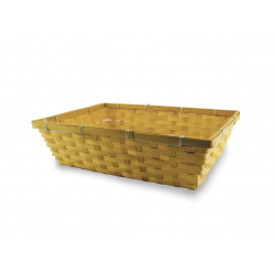 1 Case - 10 Pack, Basket Tray: 14.6"x10.6"x4.3" Lrg Bamboo Autumn Gold Tint