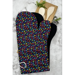 1 Pair - OVEN MITTS. Colourful Dog Paws