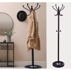 1pc - Marble Coat Rack - Multiple coat hooks, Umbrella Holder - Black, Height; 69"