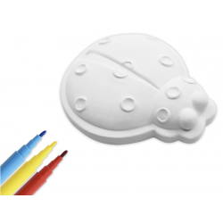 1 Case, 24 Pack - Krafty Kids Kit: 2.75" DIY Plaster Medallion Coloring Kit w/3 Markers A) Ladybug