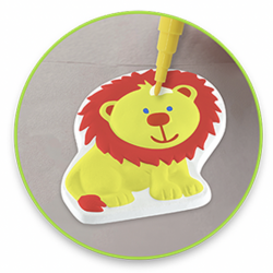 1 Case, 24 Pack - Krafty Kids Kit: 2.75" DIY Plaster Medallion Coloring Kit w/3 Markers C) Lion