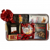 1 Case, 6 pack - Gift Basket Kit, Makes 6 Gourmet Snacks Gift Basket, with Ivory metal Tray Gourmet Gift Basket Kit