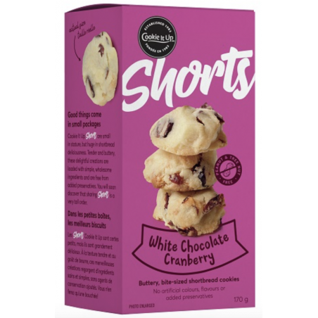 1 Case - 12 Pack, COOKIE IT UP, Handmade Specialty Cookies  - White Chocolate Cranberry Shortbread,170g Box