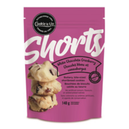 1 Case - 6 Pack, COOKIE IT UP, Handmade Specialty Cookies  - White Chocolate Cranberry Shorts, 140g
