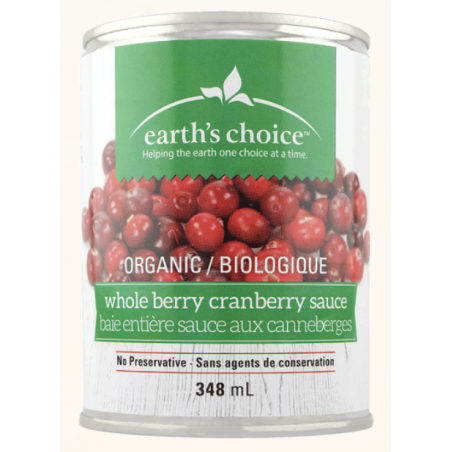 1 Case - 12 Pack - EARTH'S CHOICE, Earth's Choice Juice, Organic Cranberry Sauce Whole Berry, 348ml