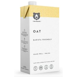 1 Case 6 Pack TWO BEARS - Unsweetened Barist Friendly Oat Milk, 946ml