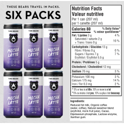 1 Case 6 Pack TWO BEARS DAIRY LATTE - MOCHA - RTD, 207ml