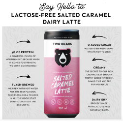 1 Case 6 Packs TWO BEARS LACTOSE-FREE DAIRY SALTED CARAMEL LATTE, 207ml