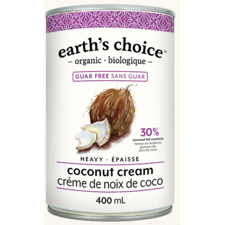 1 Case - 12 Pack - EARTH'S CHOICE, Organic Coconut Heavy Cream Guar Gum Free, 400mL