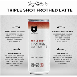 1 Case 6 Pack TWO BEARS TRIPLE SHOT FROTHED, 207ml